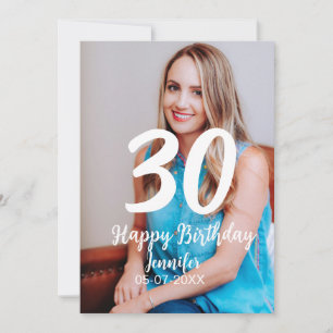 30th birthday add name date year white photo holiday card