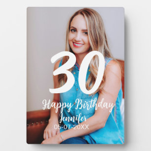 30th birthday add name date year white photo plaque