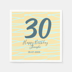30th birthday add name date year yellow blue paste napkin