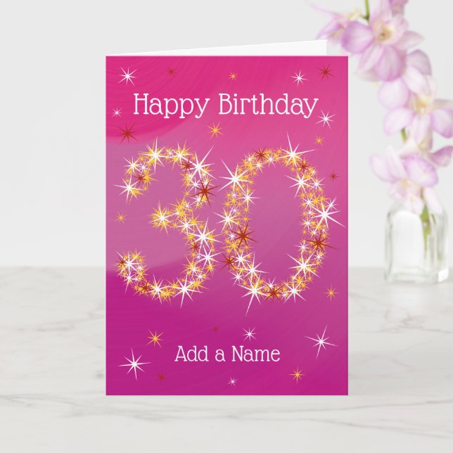 30th Birthday - age 30 star numbers - Pink Card (Orchid)