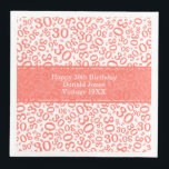 30th Birthday Age Number Pattern Coral/White Napkin<br><div class="desc">Milestone number 30. This modern design for milestone number 30 features a striking coral and white random number pattern with the coral milestone number 30 displayed in various sizes and angles, adding a playful touch. At the centre, a coral banner provides space for important event details, allowing customisation of your...</div>