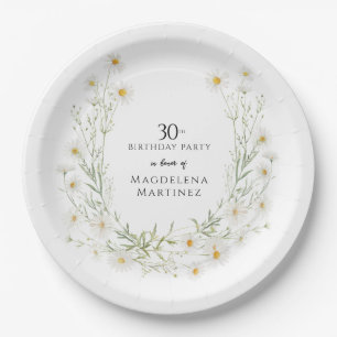 30th Birthday April Birthday Month Daisy Custom Paper Plate