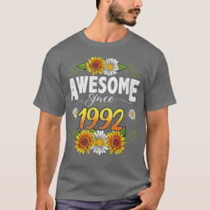 30th Birthday Awesome Since 1992 Floral Thanksgivi T-Shirt