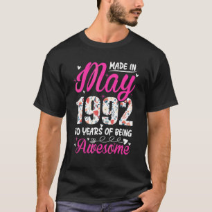 30th Birthday Awesome Since May 1992 Floral T-Shirt