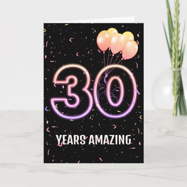 30th Birthday Balloons and Confetti Card (Front)