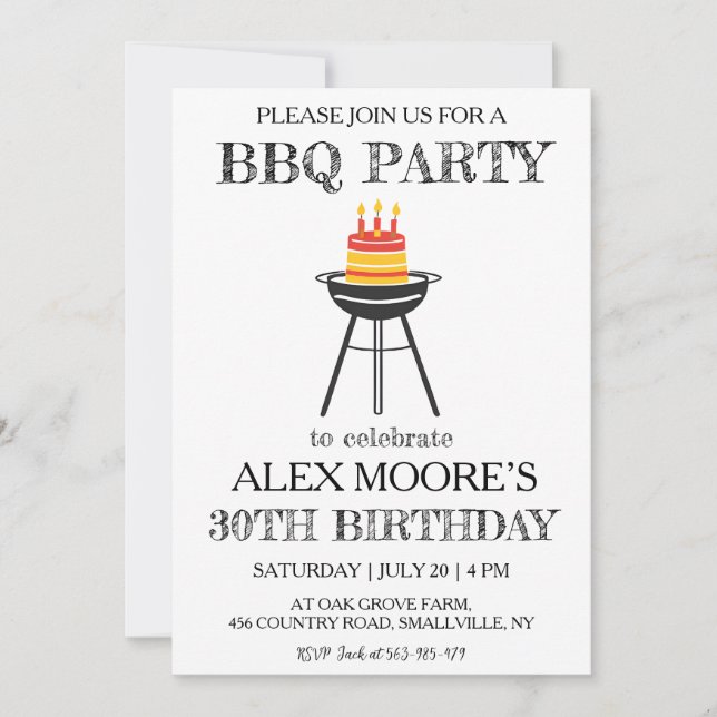30th birthday bbq invitations (Front)