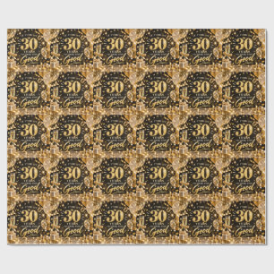 30th Birthday Black and Gold themed Wrapping Paper