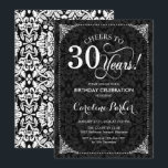30th Birthday - Black and White Damask Invitation<br><div class="desc">30th Birthday Invitation
Elegant vintage black and white design with damask pattern. Features script font. Cheers to 30 years! Can be personalized into any age! Message me if you need further customization.</div>