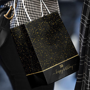 30th birthday black-gold glitter Gift Bag