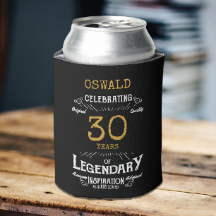 30th Birthday Black Gold  Legendary Funny Can Cooler