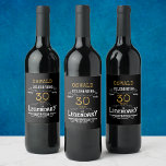 30th Birthday Black Gold  Legendary Funny Wine Label<br><div class="desc">A personalised elegant 30th birthday wine bottle label that is easy to customise for that special birthday party occasion.</div>