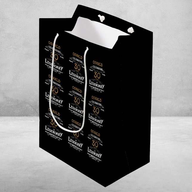 30th Birthday Black Gold Legendary Retro Medium Gift Bag (30th Birthday Black Gold Legendary Retro Medium Gift Bag
)