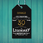 30th Birthday Black Gold Legendary Vintage Gift Tags<br><div class="desc">A personalised elegant 30th birthday vintage gift label that is easy to customise for that special birthday party occasion.</div>