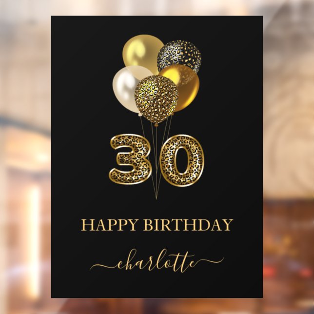 30th birthday black gold leopard name script (Sheet 2)