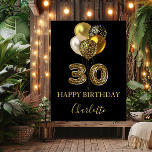 30th birthday black gold leopard print