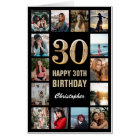 30th Birthday Black Gold Photo Collage Extra Large