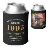 30th Birthday Black Gold With Name & Photo<br><div class="desc">Personalised Birthday add your name and year can cooler with your photo on the rear. Edit the name and year with the template provided. A wonderful custom birthday party accessory. More gifts and party supplies available with the "setting standards" design in the store.</div>