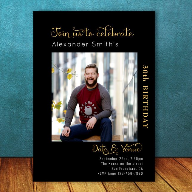 30th Birthday Black Invitation (Creator Uploaded)