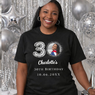 30th birthday black silver photo T-Shirt