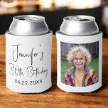 30th Birthday Black White Instagram Photo Can Cooler<br><div class="desc">Celebrate 30 fantastic years with this 30th Birthday Black and White Instagram Photo Can Cooler! Featuring a modern black and white design, this customisable can cooler lets you showcase your favourite Instagram-style photo, adding a personal and stylish touch to your milestone celebration. Perfect for keeping drinks cold while serving as...</div>