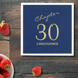 30th Birthday Blue Gold Chapter 30 Napkin