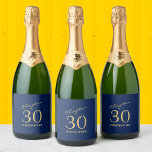 30th Birthday Blue Gold Chapter 30 Sparkling Wine Label<br><div class="desc">Add a touch of sparkle to your loved one's 40th birthday celebration with these gorgeous Blue Gold sparkling wine bottle labels. Perfect for that finishing touch to a party.</div>
