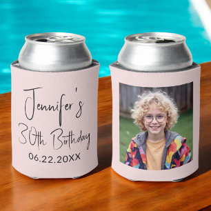 30th Birthday Blush Pink Instagram Photo Can Cooler