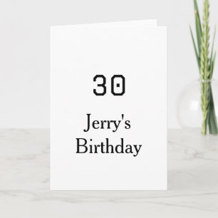 30th birthday bold letter name date simple minimal card