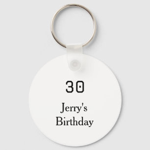 30th birthday bold letter name date simple minimal key ring