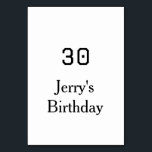 30th birthday bold letter name date simple minimal table number<br><div class="desc">design</div>