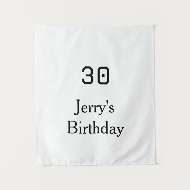 30th birthday bold letter name date simple minimal tapestry (Front)