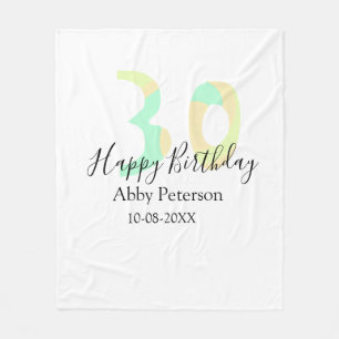30th birthday bold letter pastel yellow black retr fleece blanket