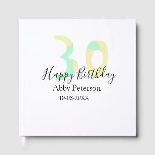 30th birthday bold letter pastel yellow black retr guest book