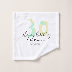 30th birthday bold letter pastel yellow black retr wash cloth