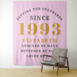 30th Birthday Born 1993 Add Name Pink Grey Large Tapestry<br><div class="desc">Personalised Birthday add your name and year tapestry. Edit the name and year with the template provided. A wonderful custom birthday party accessory. More gifts and party supplies available with the "setting standards" design in the store.</div>