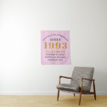 30th Birthday Born 1993 Add Name Pink Grey Tapestry<br><div class="desc">Personalised Birthday add your name and year tapestry. Edit the name and year with the template provided. A wonderful custom birthday party accessory. More gifts and party supplies available with the "setting standards" design in the store.</div>