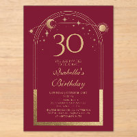 30th Birthday Burgundy Gold Celestial Stars