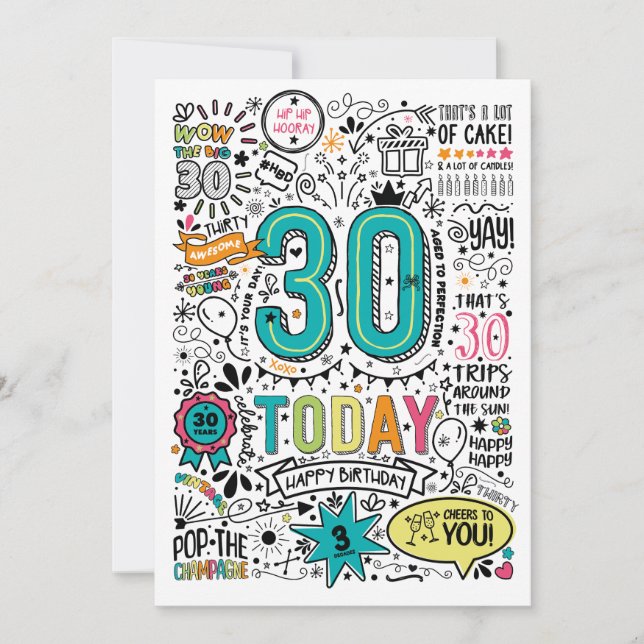 30th Birthday Card | Printable Birthday Card (Front)