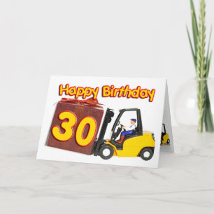 30th birthday card with a fork lift truck