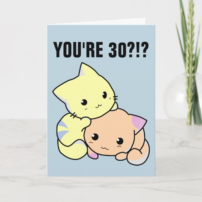 30TH BIRTHDAY CAT KITTEN CARD (Front)
