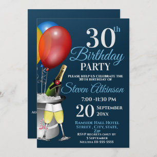 30th Birthday Celebration Sparkling Wine Party Invitation
