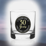 30th Birthday Celebration Whiskey Glass<br><div class="desc">To celebrate a 30th Birthday. Whisky glass with birthday and name of the gift recipient.</div>