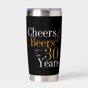 30th Birthday Cheers and Beers Black Gold Party Insulated Tumbler