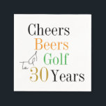 30th Birthday Cheers and Beers Golf Party Napkin<br><div class="desc">This is a cool and modern, 30th birthday, golf party design. It is a simple, minimal design, in classic black and white, with pops of green, orange and gold coloured typography. Perfect for a cool and fun, golf and beer themed, 30th birthday party. This design is fully customisable, simply use...</div>