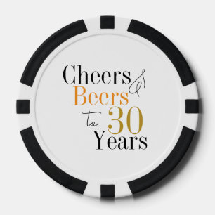 30th Birthday Cheers and Beers Minimal Party Poker Chips