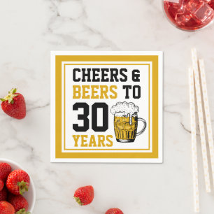 30th Birthday Cheers & Beers to 30 Years Napkin
