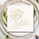 30th Birthday Cheers Thirtieth Personalised Name Foil Napkins<br><div class="desc">30th Birthday Cheers Thirty Thirtieth Birthday Personalised Name Real Foil Stamped Paper Napkins features the text "Cheers 30" with your personalised name and custom text such as "Happy Birthday" in modern calligraphy script typography and accented with a cocktail glass. Perfect for thirtieth birthday parties and cocktail parties. Created by Evco...</div>