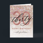 30th Birthday Chic Glitter Ombre Card<br><div class="desc">Modern chic girly birthday card for 30th  birthday. Design featuring champagne sparkly glitter texture,  rose gold 30 and calligraphy script thirty. Personalise with a name and your message.</div>