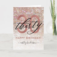 30th Birthday Chic Glitter Ombre Card