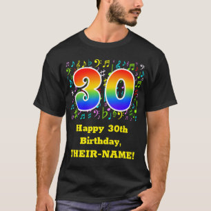 30th Birthday: Colorful Music Symbols, Rainbow 30 T-Shirt